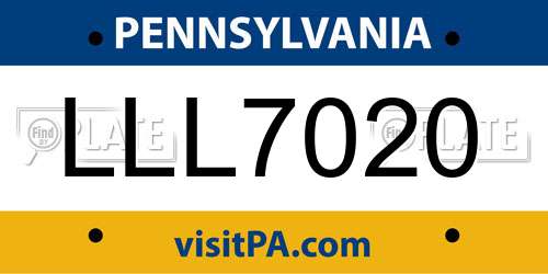 LLL7020 Pennsylvania License Plate