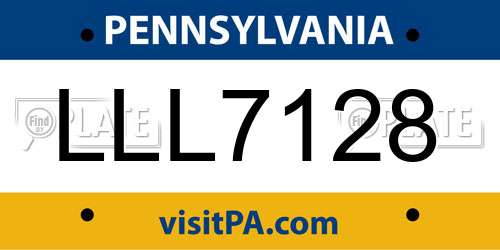 LLL7128 Pennsylvania License Plate
