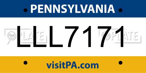 LLL7171 Pennsylvania License Plate