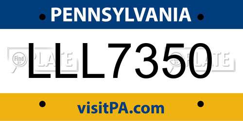 LLL7350 Pennsylvania License Plate