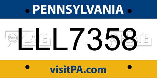 LLL7358 Pennsylvania License Plate