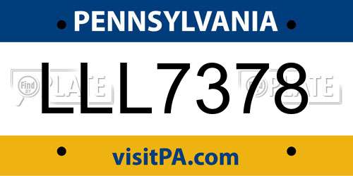 LLL7378 Pennsylvania License Plate