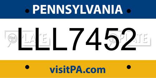 LLL7452 Pennsylvania License Plate