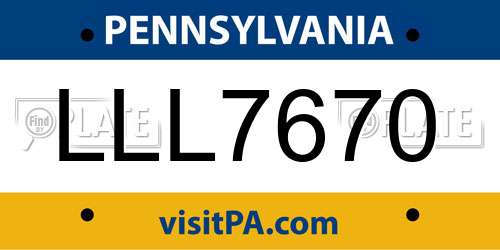 LLL7670 Pennsylvania License Plate