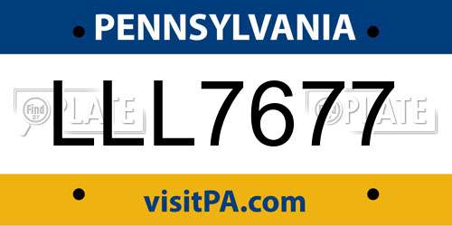 LLL7677 Pennsylvania License Plate