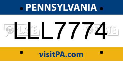 LLL7774 Pennsylvania License Plate