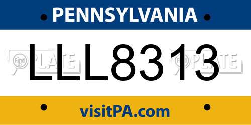LLL8313 Pennsylvania License Plate