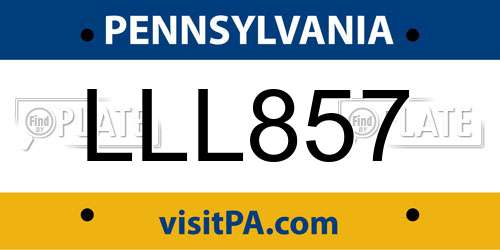 LLL857 Pennsylvania License Plate