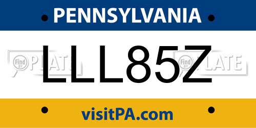 LLL85Z Pennsylvania License Plate