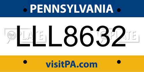 LLL8632 Pennsylvania License Plate