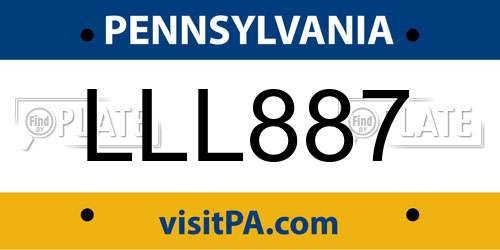 LLL887 Pennsylvania License Plate