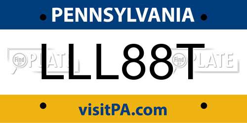 LLL88T Pennsylvania License Plate