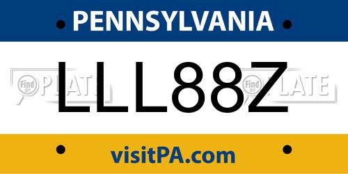 LLL88Z Pennsylvania License Plate
