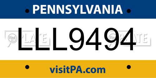 LLL9494 Pennsylvania License Plate