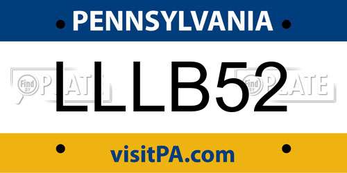 LLLB52 Pennsylvania License Plate