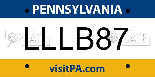 LLLB87 Pennsylvania License Plate