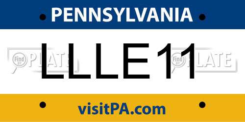 LLLE11 Pennsylvania License Plate