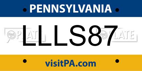 LLLS87 Pennsylvania License Plate