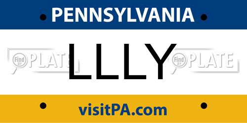 LLLY Pennsylvania License Plate