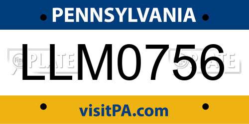 LLM0756 Pennsylvania License Plate