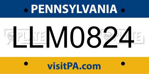 LLM0824 Pennsylvania License Plate