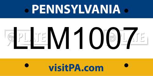 LLM1007 Pennsylvania License Plate
