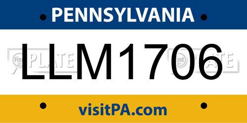 LLM1706 Pennsylvania License Plate
