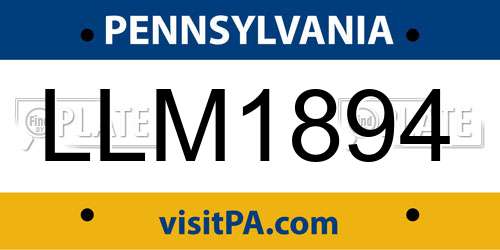 LLM1894 Pennsylvania License Plate