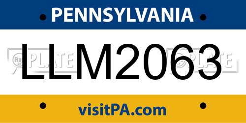 LLM2063 Pennsylvania License Plate