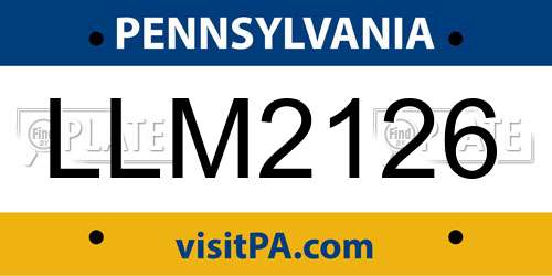 LLM2126 Pennsylvania License Plate