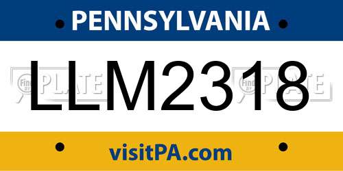 LLM2318 Pennsylvania License Plate