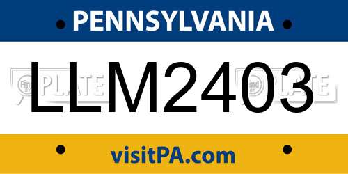 LLM2403 Pennsylvania License Plate