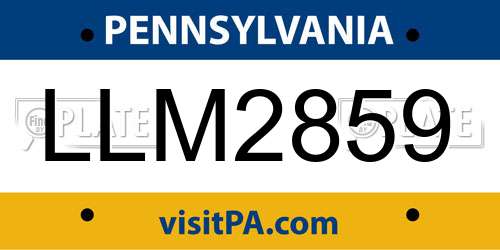 LLM2859 Pennsylvania License Plate