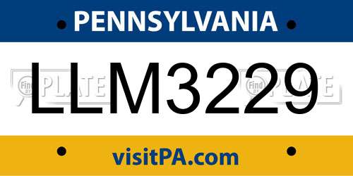 LLM3229 Pennsylvania License Plate