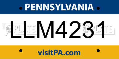 LLM4231 Pennsylvania License Plate
