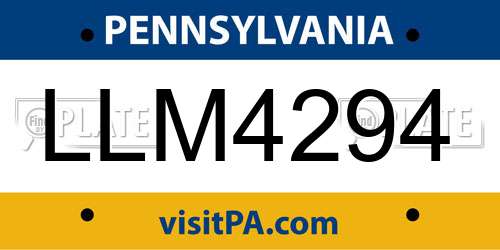 LLM4294 Pennsylvania License Plate