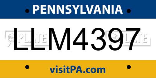 LLM4397 Pennsylvania License Plate