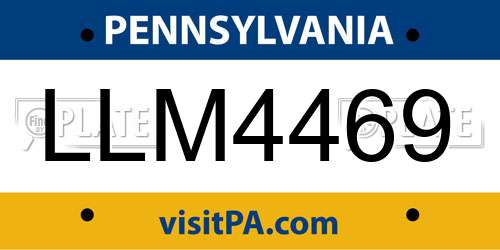LLM4469 Pennsylvania License Plate