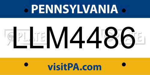 LLM4486 Pennsylvania License Plate
