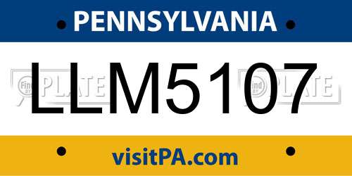 LLM5107 Pennsylvania License Plate