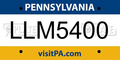 LLM5400 Pennsylvania License Plate