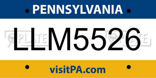 LLM5526 Pennsylvania License Plate