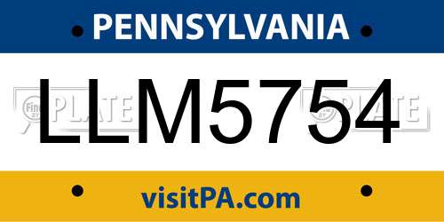 LLM5754 Pennsylvania License Plate