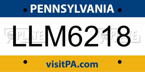LLM6218 Pennsylvania License Plate