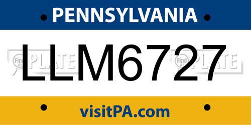 LLM6727 Pennsylvania License Plate