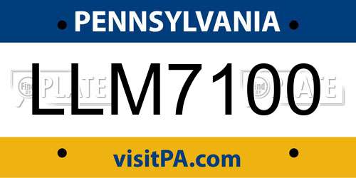 LLM7100 Pennsylvania License Plate