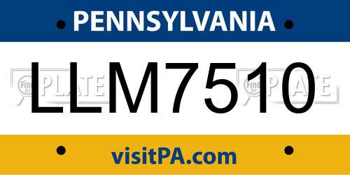 LLM7510 Pennsylvania License Plate