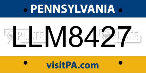 LLM8427 Pennsylvania License Plate