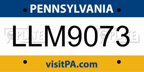 LLM9073 Pennsylvania License Plate