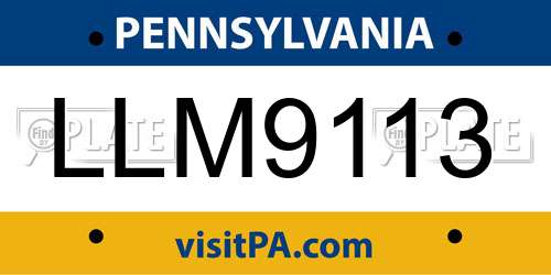 LLM9113 Pennsylvania License Plate